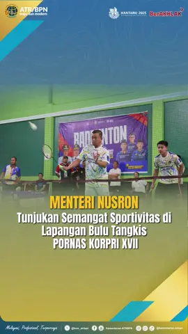 Halo #SobATRBPN, melanjutkan rangkaian kunjungan kerjanya di Provinsi Sumatra Selatan, Menteri ATR/Kepala BPN, Nusron Wahid mengikuti Pertandingan Ekshibisi Badminton melawan Wali Kota Palembang, Ratu Dewa. Dalam rangka memeriahkan Pekan Olahraga Nasional (PORNAS) Korps Pegawai Republik Indonesia (KORPRI) XVII Tahun 2025 Sumatra Selatan. Simak selengkapnya pada video berikut ya, Sob☝🏼 #IndonesiaLengkap #ATRBPNKiniLebihBaik #ATRBPNMajudanModern #MelayaniProfesionalTerpercaya