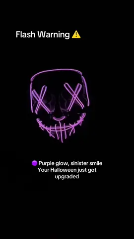 Creepy smile, purple glow… Halloween just got wild 👻💀 #halloween #haloweenmask #ledmask #costume #spooky