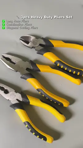 3pcs Heavy Duty Pliers Set 💛 Matibay, kumpleto, pang-DIY at repair works! 💪 heavytools  #Toolset #heavydutypliers #DIYTools #pliersset #HardwareTools 