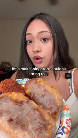 wingstop + buldak spring rolls 10/10 🔥 #fyp#mukbang#buldak#Foodie  