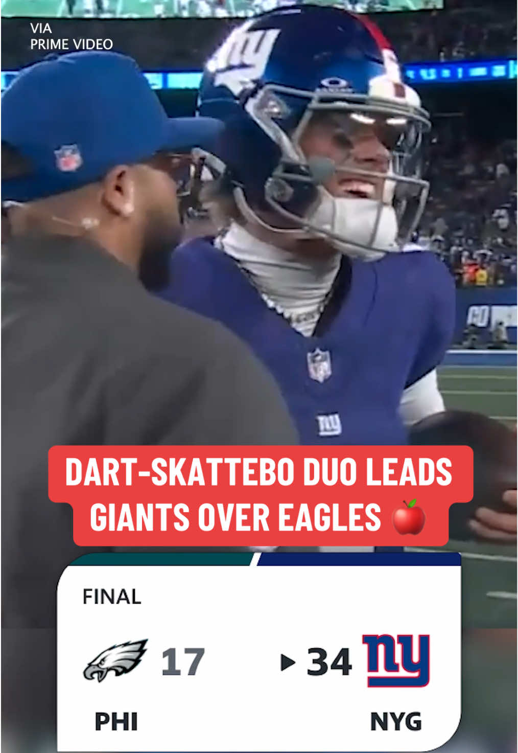 (via @NFL on Prime Video) #nfl #giants #newyork #jaxsondart #camskattebo 