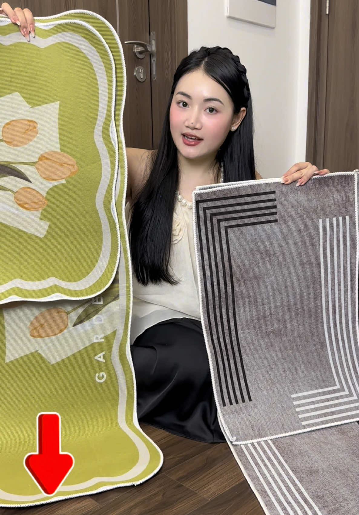 2 tấm thảm combo mà rẻ thế này luôn để bếp để phòng chùi chân nó tiện #hoangmymy #combothamlauchan #thambep 