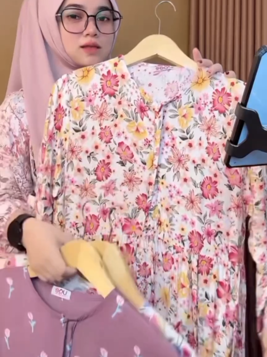 Midi Dress Flower Busui Frendly Santai A-Line Bunga Cantik Motif Nyaman Rayon Viscose Menyusui Muslim Zipper#mididress #dressflower #dressbusui 