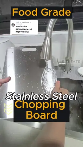 Replying to @tessielapaz Hindi na po nangangamoy at nagkukulay itong food grade stainless steel chopping board kasi hirap na pong makakapit ang bacteria. Wala narin pong molds at microplastics kaya hygenic at sobrang sulit. Kitchen must have po talaga #choppingboard #cuttingboard #kitchenware #kitchenmusthave #microplastics 