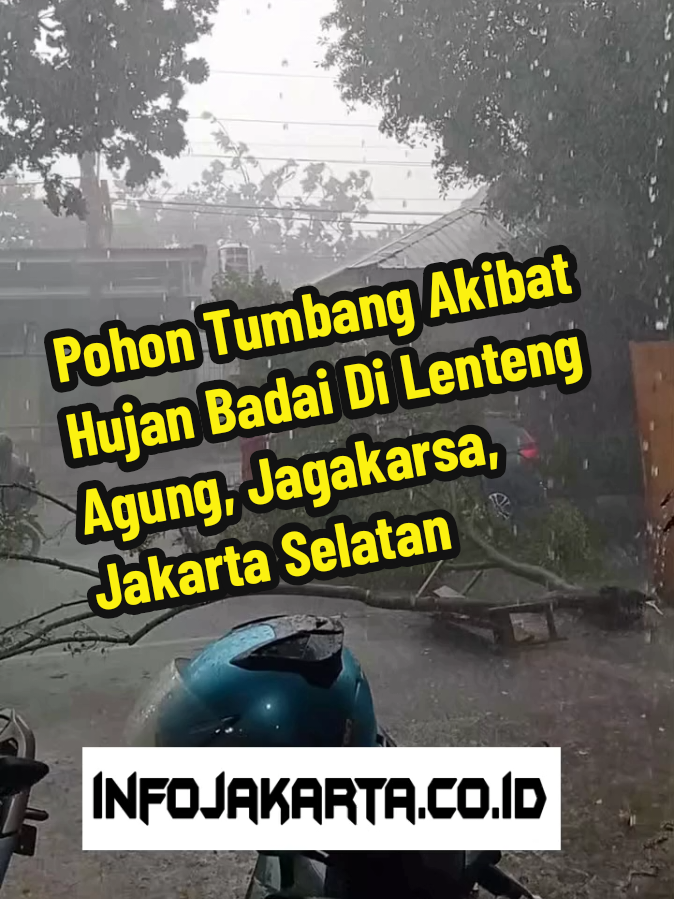Jumat siang, 10 Oktober 2025, dilaporkan terjadi pohon tumbang akibat hujan badai di jalan Lenteng Agung arah Depok (depan Stasiun Lenteng Agung). Mohon berhati-hati. #lentengagung #jagakarsa #jakartaselatan  ----- Ikuti akun kami untuk update informasi terkini Jakarta dan sekitarnya ----- 📹 : ig via arvianiarv