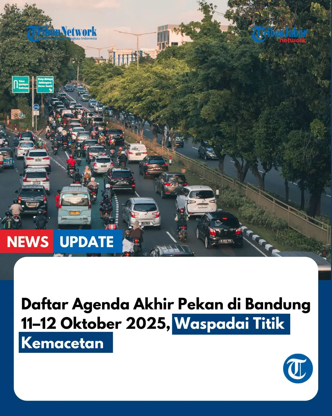 📍 SIAP-SIAP WEEKEND DI BANDUNG! Akhir pekan 11–12 Oktober 2025 ini, Kota Bandung bakal ramai banget! Mulai dari festival sepak bola, kajian, museum malam, hingga festival durian, semua ada! Tapi, kamu juga harus siap menghadapi kemacetan di sejumlah titik strategis, terutama di kawasan wisata. 🚧 Cek 9 agenda yang berpotensi bikin padat lalu lintas di slide berikut! Jangan lupa atur jadwal, pilih rute alternatif, dan manfaatkan transportasi umum kalau bisa ya 🙌 🎯 Yuk, nikmati akhir pekan dengan nyaman dan penuh persiapan! Swipe 👉 untuk lihat daftar lengkapnya! Penulis: Salma Dinda Regina  Kreatif: Syifa Hanifa  #tribunjabar #newsupdate #bandungweekend #agendabandung #infobandung 