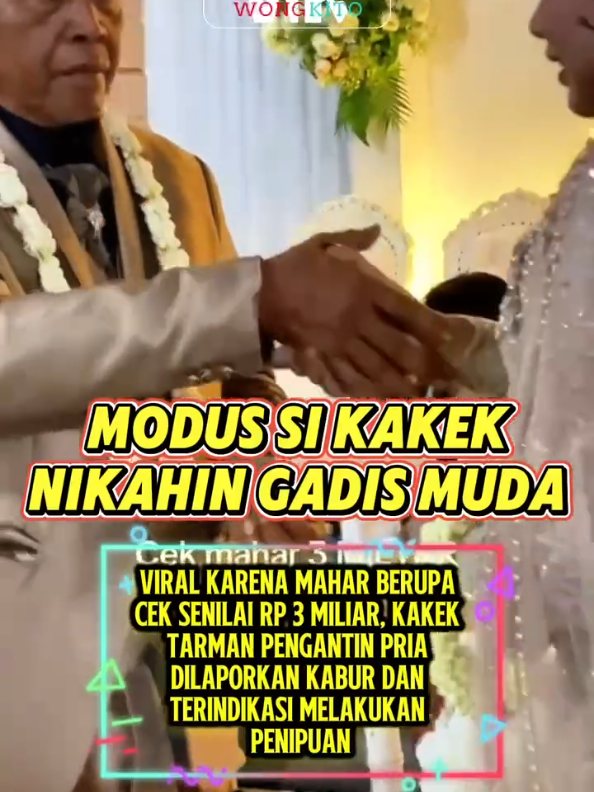 MODUS SI KAKEK NIKAHIN GADIS MUDA viral karena mahar berupa cek senilai 3 miliar, kakek Tarman di Pacitan malah bawa kabur motor pengantin wanita usah sah menikah #pacitan #penipuan #crazyrich #wongkitogalo 