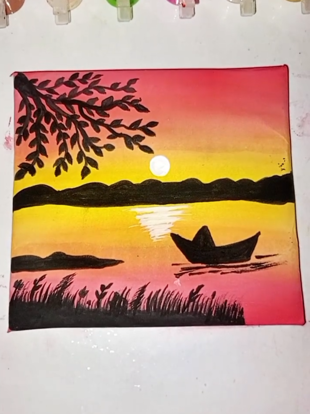 Mini painting 🎨🖌️🥺#ftypシ #foryou #bdtiktokofficial #paintingvideo  #sunsetpainting 