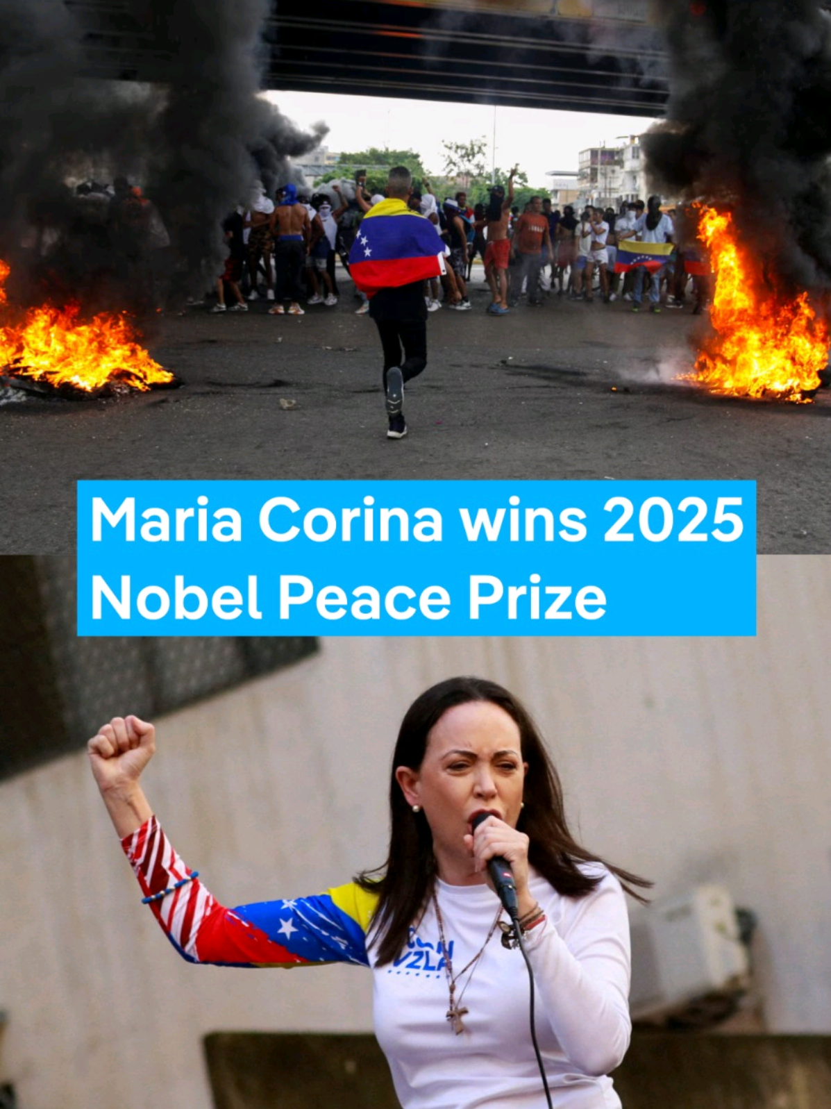 The winner of the 2025 Nobel Peace Prize is Venezuelan opposition leader María Corina Machado, honored for her relentless fight to restore democracy and defend human rights in her country. The Nobel Committee praised her courage and peaceful resistance against repression under President Nicolás Maduro. As founder of the civic group Súmate and leader of VENTE Venezuela, Machado has become a symbol of defiance and hope for millions demanding political change. #dwafricasocialmedia #nobel #nobelprize #mariacorinamachado #africa 