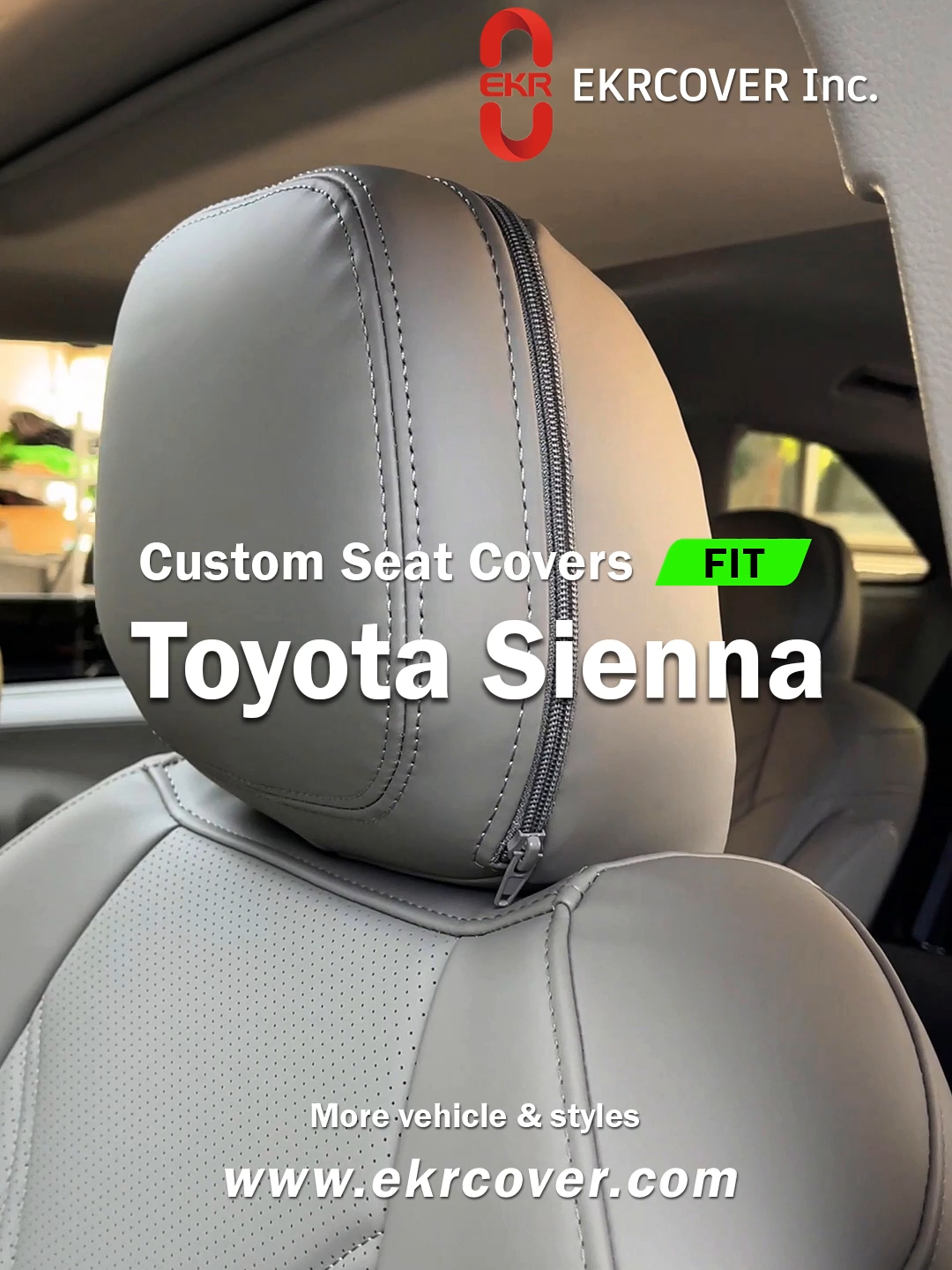 EKR Custom Grey Seat Cover for Toyota Sienna installation Shop now at ekrcover.com  📍 9860 Rush St, South El Monte, CA   #Automotive #SeatCovers #1stCubrir #ekrcover #CarCare