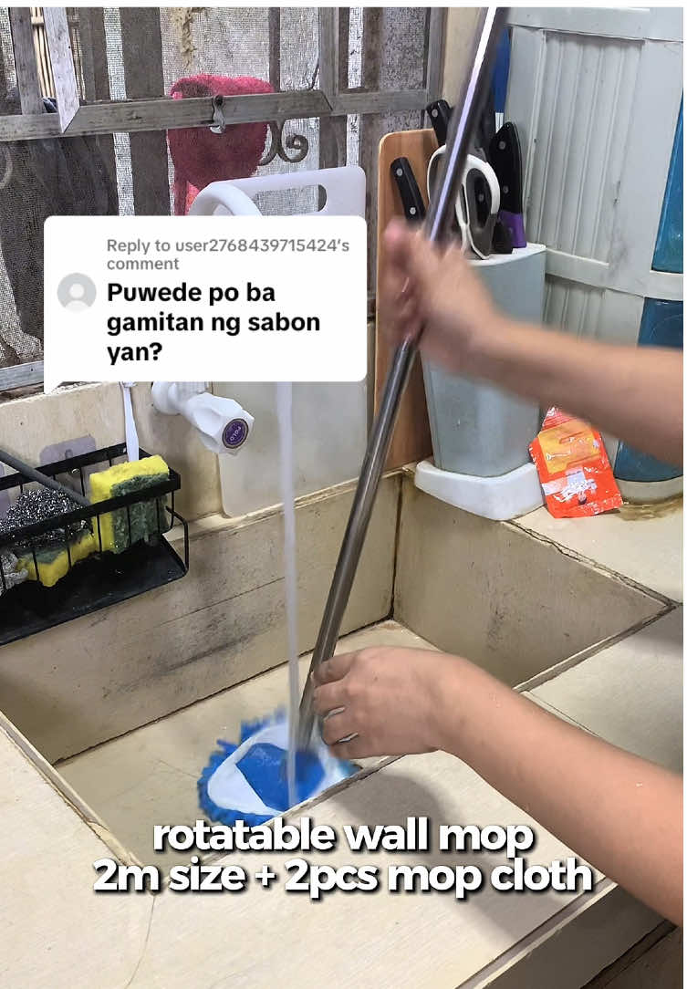 Replying to @user2768439715424 Yes pwdeng pwde gamitan ng sabon itong Rotatable wall mop #wallmop #trianglemop #ceilingmop #multipurposemop 