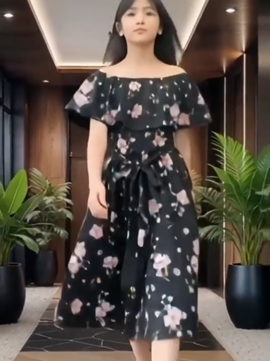 Off Shoulder  Casual Dress for Kids Free Size 8-12 Years Old  ‎#8-12yodressTikTokShop ‎#dressoutfitforgirls ‎#casualdressforteens ‎#kidsdress ‎ #l_jaizelleshop ‎ ‎