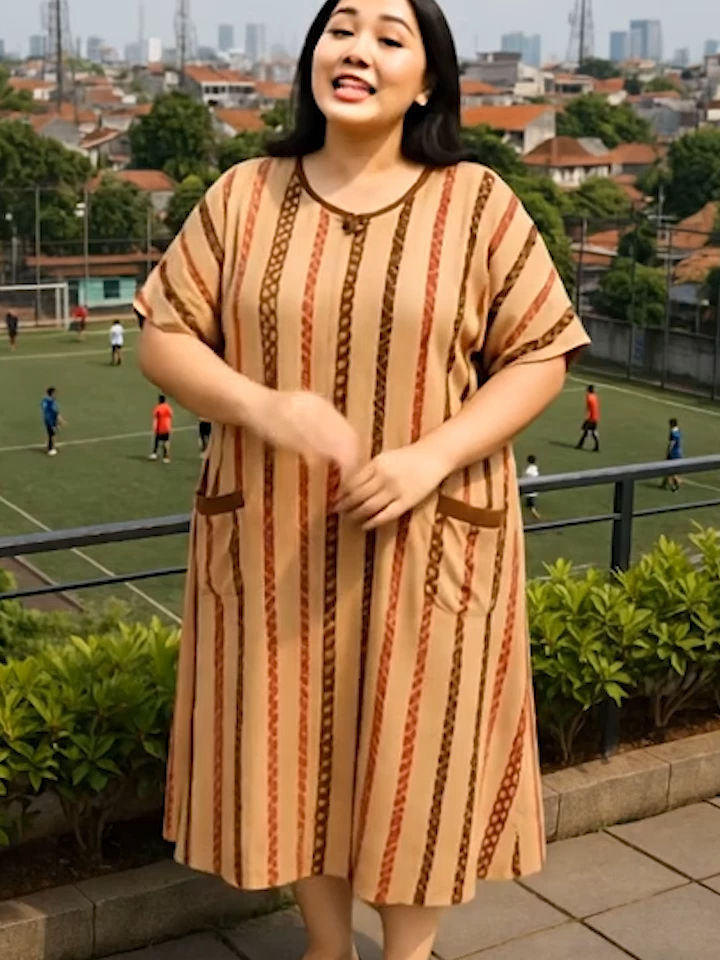 daster jumbo wanita motif garis kebawah