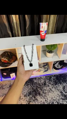 BLACK STONE NECKLACE- kalung titanium anti karat #fyp #kalungtitanium 