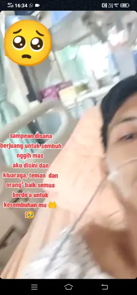 safakillah nggih mas kamu kuat,, kamu harus berjuang untuk sembuh , aku disini selalu mendoakan mu setiap saat ,stiap  waktu 🤲 Allah kasih ujian karna kita kita kuat ,dan Allah kasih ujian pun tidak mungkin diluar batas  kemampuan kita ,aku percaya kamu bakal sembuh aamiin ya Allah 🤲🥺 , semngt sembuh nggih mas , #sembuhkanlahyaallah #pastisembuh #🤲🥺🤲 #kuat @🄰🅁🄳🄾 & 🅂🄰🄽🄰🄷 