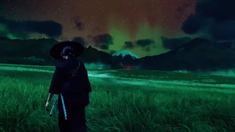 The northern lights above mount yotei #ghostofyotei #ps5 