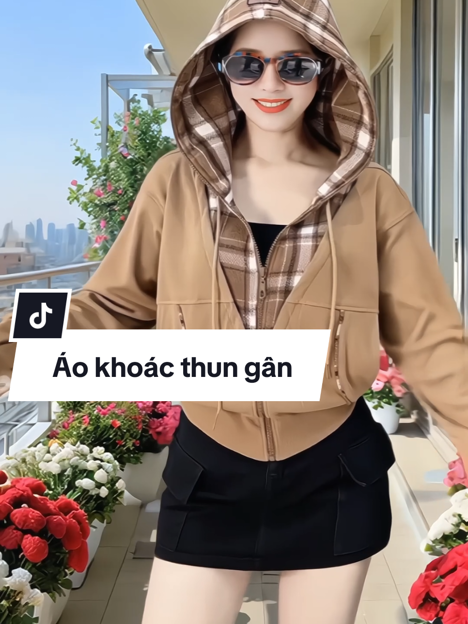 Áo khoác nữ thun gân nón to phối họa tiết caro trẻ trung, áo có 6 túi tiện lợi, chống nắng tốt #aokhoacnu #aokhoacchongnang #aokhoacthungan #aokhoacgio #xuhuong 