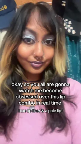 going to test different #makeup looks with it but let it cook ok!! I like when makeup is odd or a little “ugly” on me… those who get it, get it #alternativemakeup #lipliner #blueeyeshadow #70s 