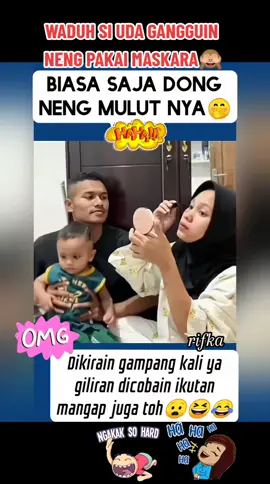 duh Uda gangguin neng aja nih lagi pake maskara dikira gampang kali ya😧😆😂#hiburan