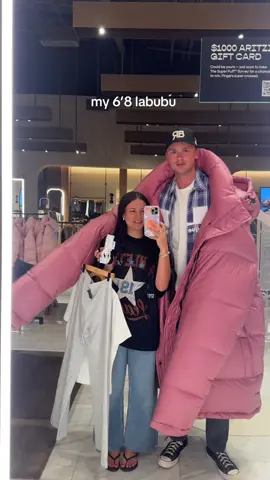 shopping in aritzia and I turn around to see him wearing this?! the one thing in the store “fits” him lol
