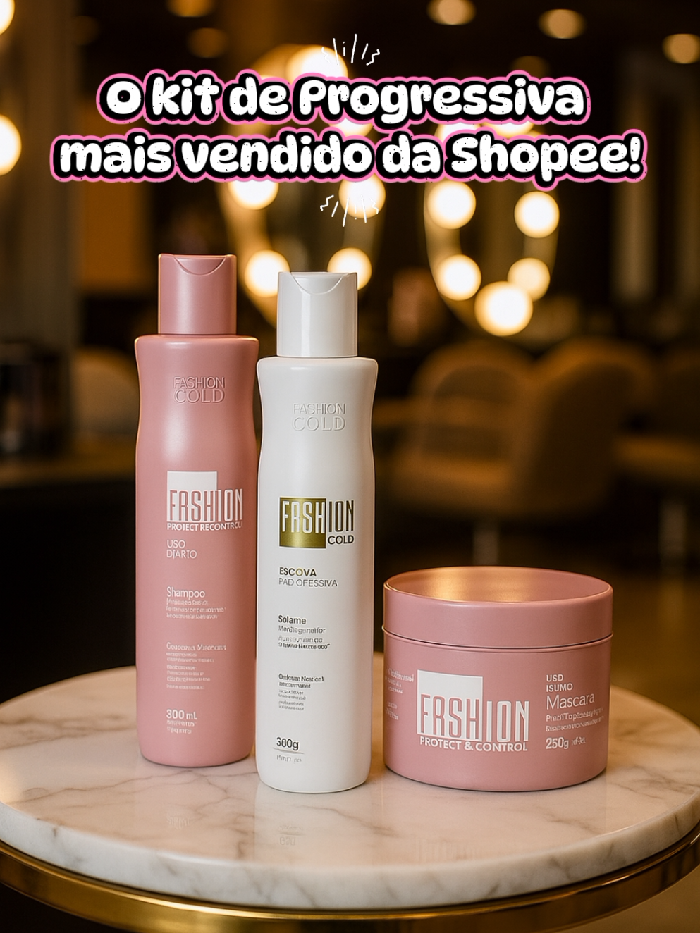 Kit Escova Progressiva Fashion Gold Baby 300g. #shopee #progressiva #progressivasemformol #fashionbaby #lisoperfeito 