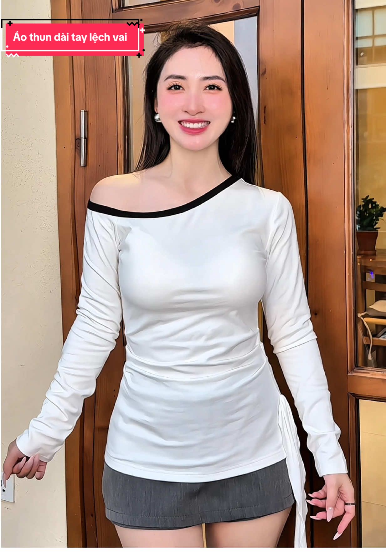 Áo thun dài tay lệch vai#xuhuong #hanhbe992 #katia #katiaclothing #outfit 