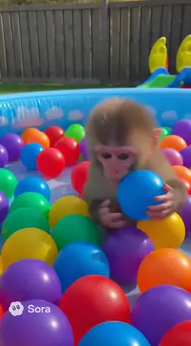 Baby monkey having a blast in his ball pit 💕 #babymonkey #monkey #cute #animals 