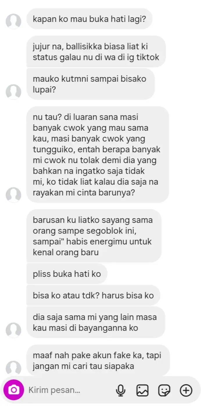 jangankan membuka hati, setiap kali berkomunikasi dengan laki