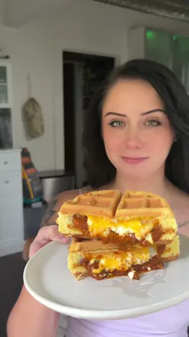 Chili Stuffed Corn Bread Waffle! 