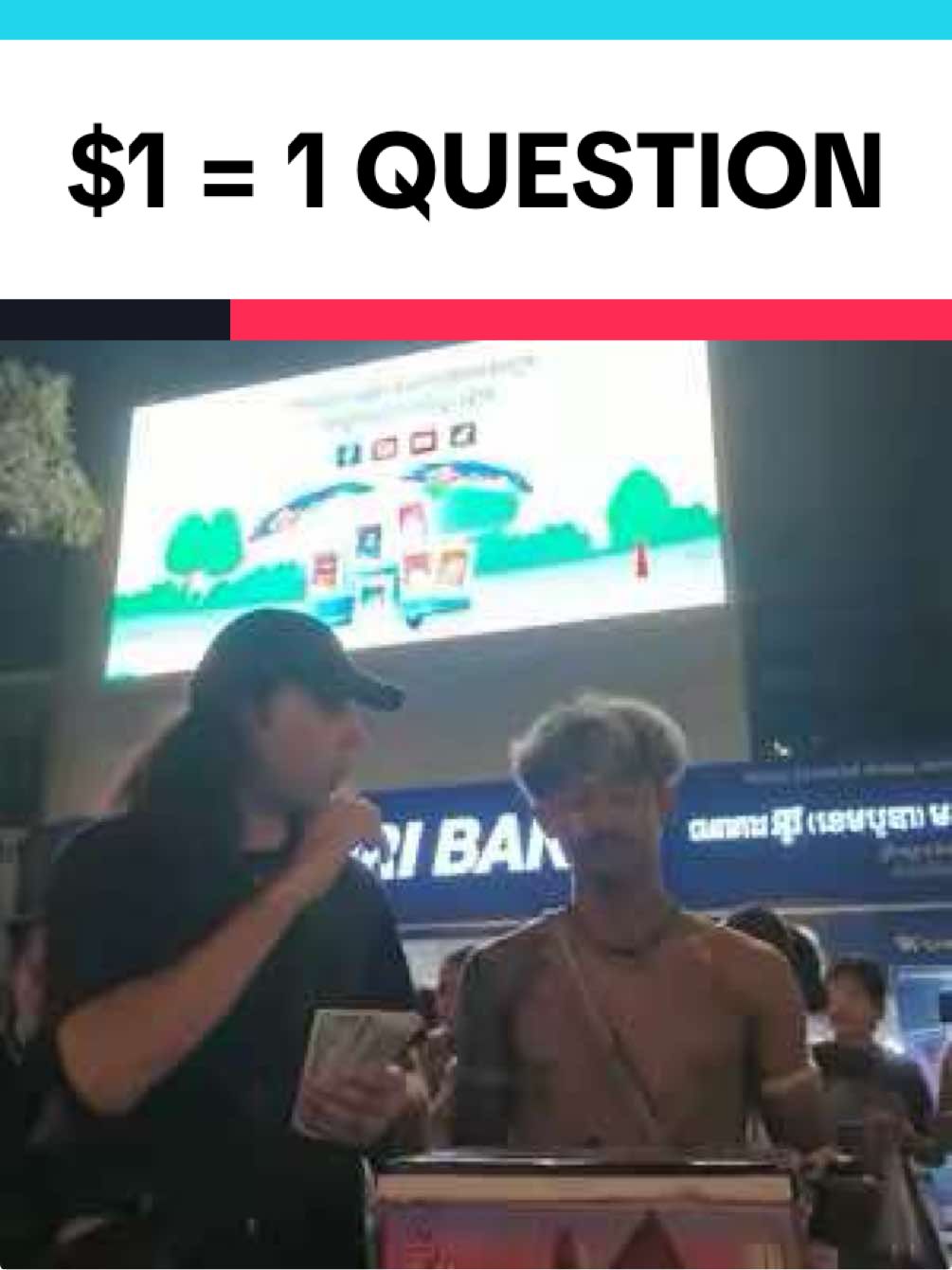 I gave $1 for each question a Cambodian local Khmer Boxer answered in Phnom Penh, this time with Seyha. 🇰🇭💵 From food (Num Banh Chok) to music (VannDa’s Sovana Phum) to Khmer culture (Kun Lbokator = Cambodian Martial Arts), locals always share the best of Cambodia. His favorite thing? The spirit and tradition of Cambodian martial arts — a piece of history that still lives on today. 🥋🇰🇭 If you’re planning a trip to Cambodia and searching for things to do in Phnom Penh or want to learn about Khmer culture, this one’s for you. #Cambodia #KhmerBoxing #khmerculture🇰🇭