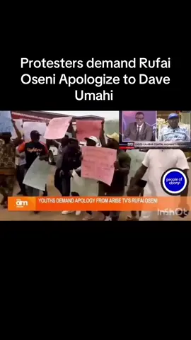 Watch 🔥 a clip from the ongoing protest by a group of Nigerian youths and supporters of Minister David Umahi, demanding that Arise News anchor Mr. Rufai Oseni tender a public apology to the minister within 24 hours. #peopleofebonyi #fyp 