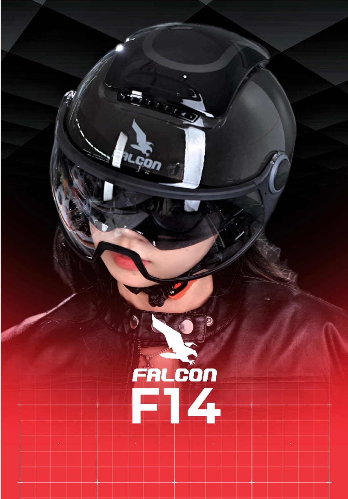 Falcon F14 (Bee) mix kính ngắn N12 trong suốt - combo “minimal” nhưng sang hết nấc 🖤  #falconhelmets #falconf14  #nonxemay #nonbaohiem #viral 