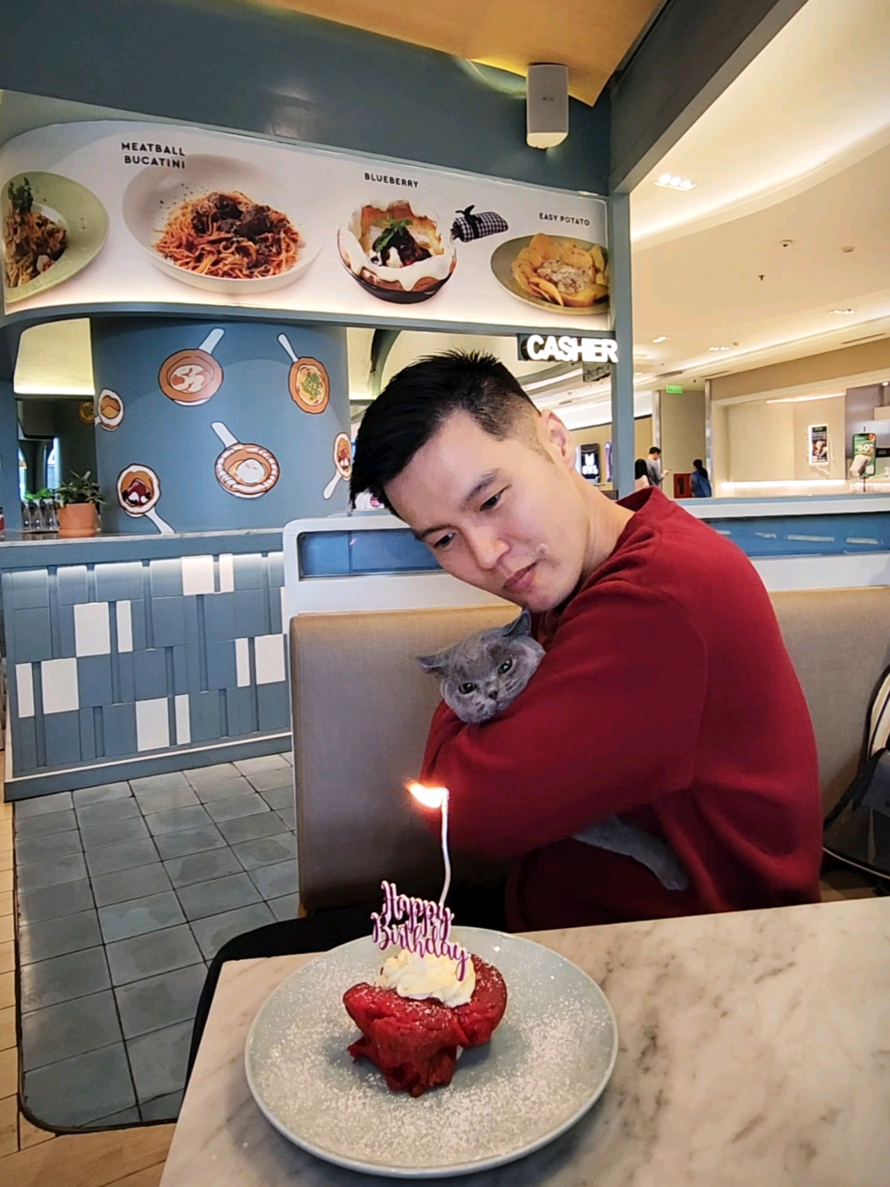 Mao2’s 1st Birthday Celebration 🎂🩷 Papa ajak Mao2 rayain keluar rumah ke Baby Dutch Pancake  ^^ Pet Friendly Cafe di Neo Soho yang cozy banget 🐾✨ Papa makan banyak menu mulai dari  -- Main Course : Lasagna Della Nonna, Hot Tuna Spaghetti -- Drinks : Iced Kopi Nusantara & Iced Calamansi  -- Dessert ( Of Course ) Blueberry Pancake 🫐,  DAN untuk yang spesial Ulang Tahun 🎉 FREE =  Born To Bloom Baby Pancake ❤️🍰   ( Super Yummy ) Thank you Baby Dutch Pancake @babydutchpancake  Udah kasih pengalaman manis buat First Birthday Mao2  💐😻💖  #birthdaycat  #maomaothebritish #mikaelyuriadi #babydutchpancake #neosoho 