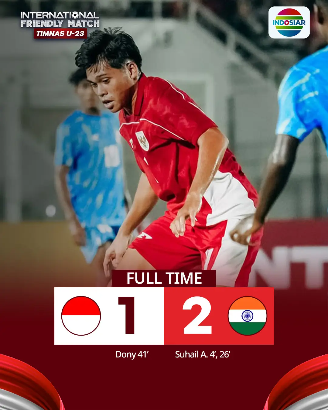 Garuda Muda harus tunduk oleh India dengan skor akhir 2-1  Tetap Semangat Garuda Muda ✨💪 #IndosiarSports #IndosiarRumahSepakbolaIndonesia #TimnasIndonesia #InternationalFriendlyMatch
