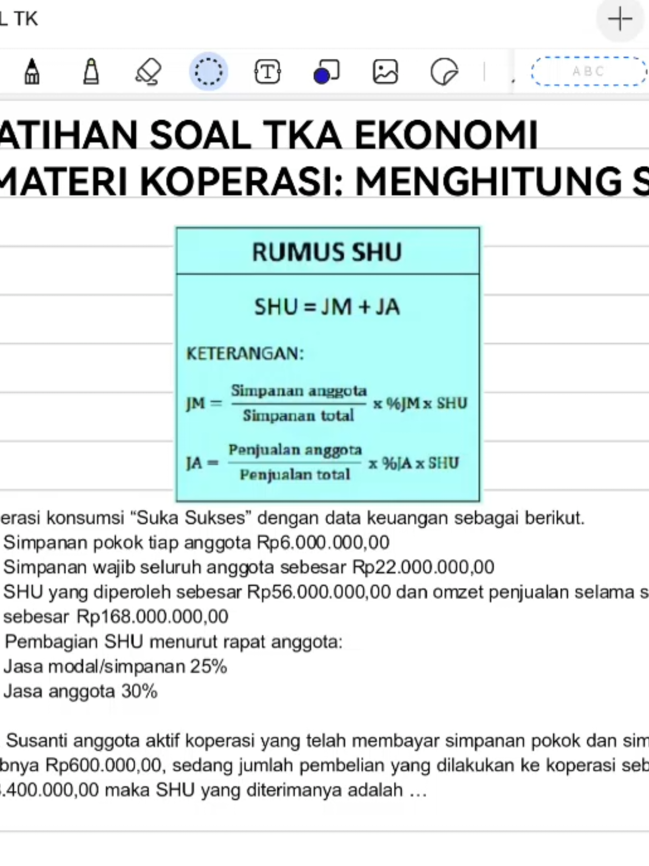 Latihan Soal TKA Ekonomi 2025 (Materi Koperasi: Menghitung SHU) #ekonomi #tka #koperasi #manajemen #akuntansi 