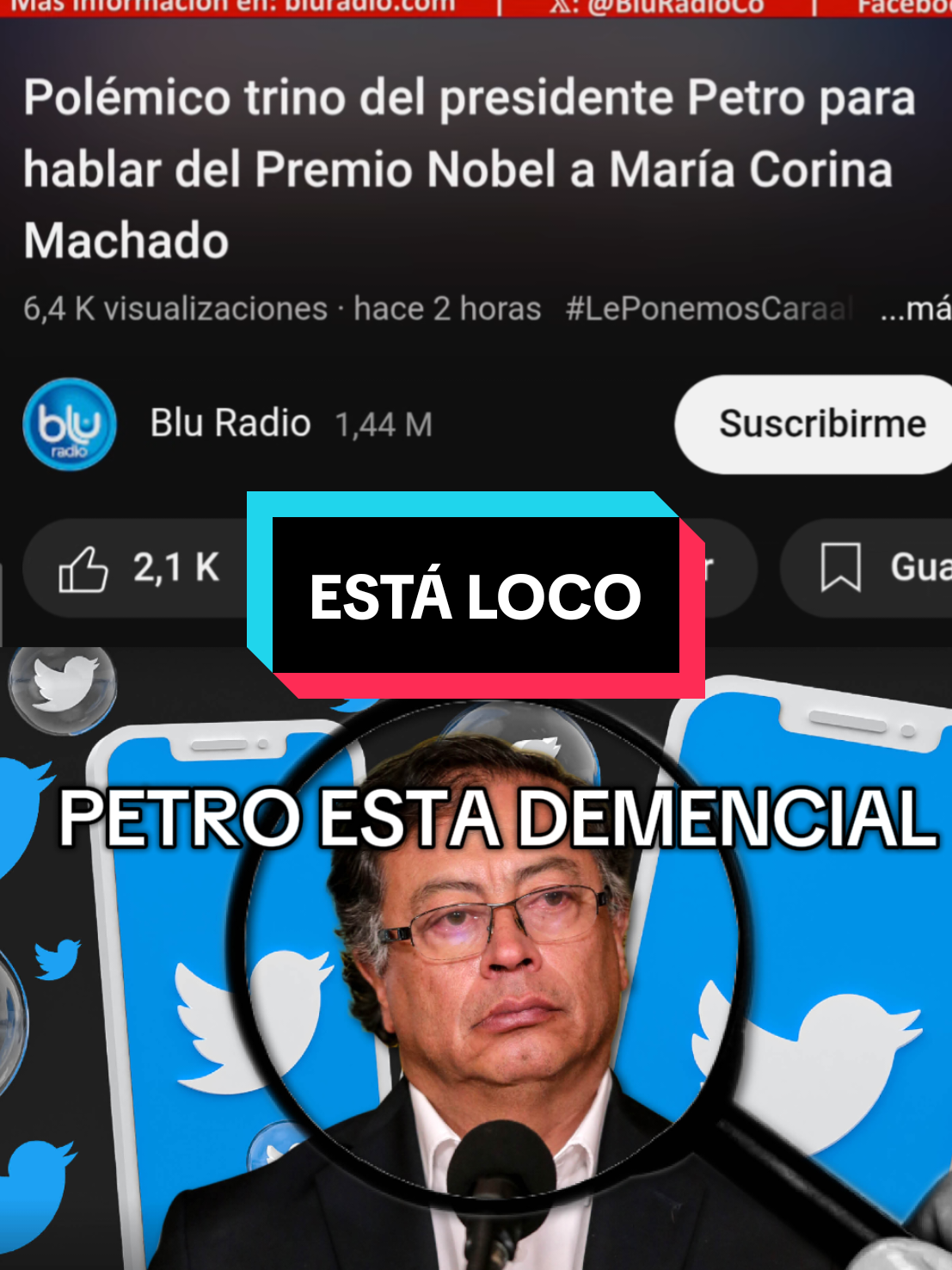PETRO ESTÁ DEMENCIAL EN TWITTER.  #PETRO #MARIACORINA #NOBELDEPAZ #TWITTER #X