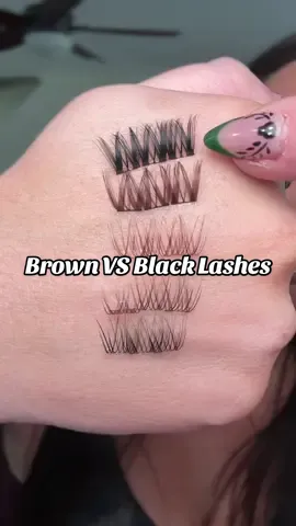 Testing out Velure lashes in dark brown vs black by AiryCute 👁️✨ You’d be surprised how much a little color shift can change your whole vibe. Which one are you picking?? @Airycute Beauty #airycutelashes #tiktokshopfalldealsforyou #everydaylashes #lashclustersathome #diylashes 
