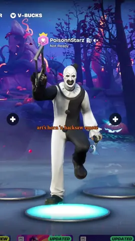 Art the clown emote and backbling showcase🙂‍↕️ They have done sooo good🫶🏼 #fortnite #arttheclown #terrifier #fortniteitemshop #fortnitemares 