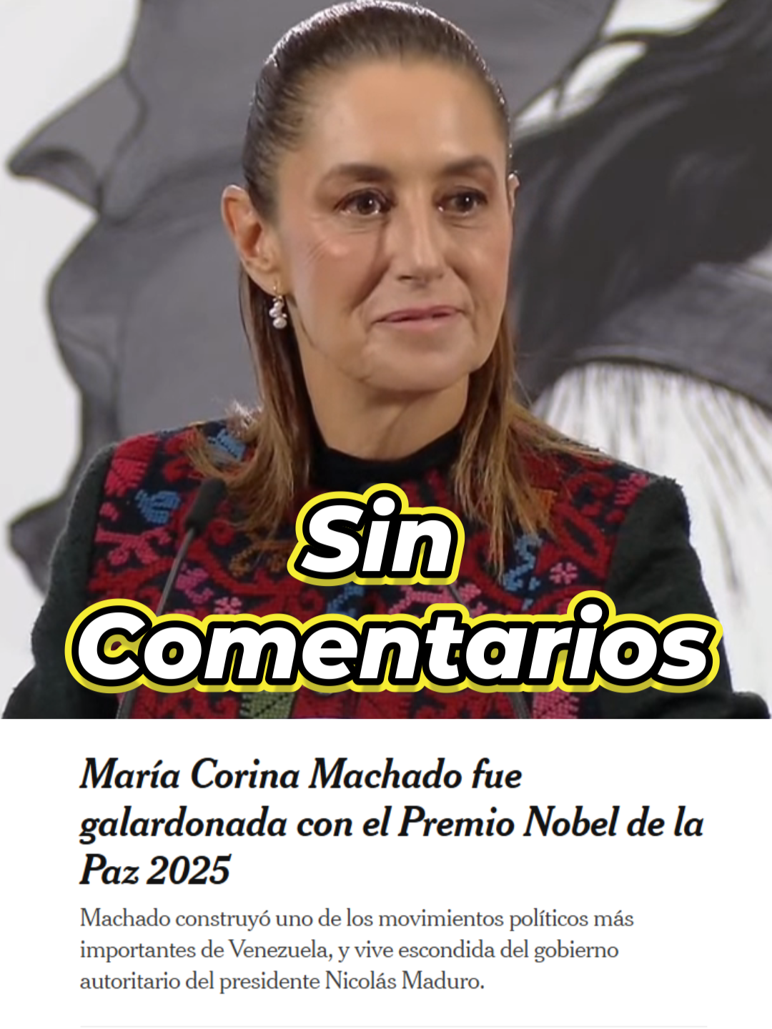 Sin Comentarios Dice Sheinbaum Sobre El Premio Nobel A María Corina Machado #México #Sheinbaum #mariacorinamachado #noticias