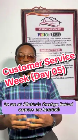 Concluding this Customer Service Week, we are still committed to serving you moving forward. Thank you for taking this time to acknowledge our gratitude to you. #customerservice #olatundeprestige #royalchairs #day05 #fyp 