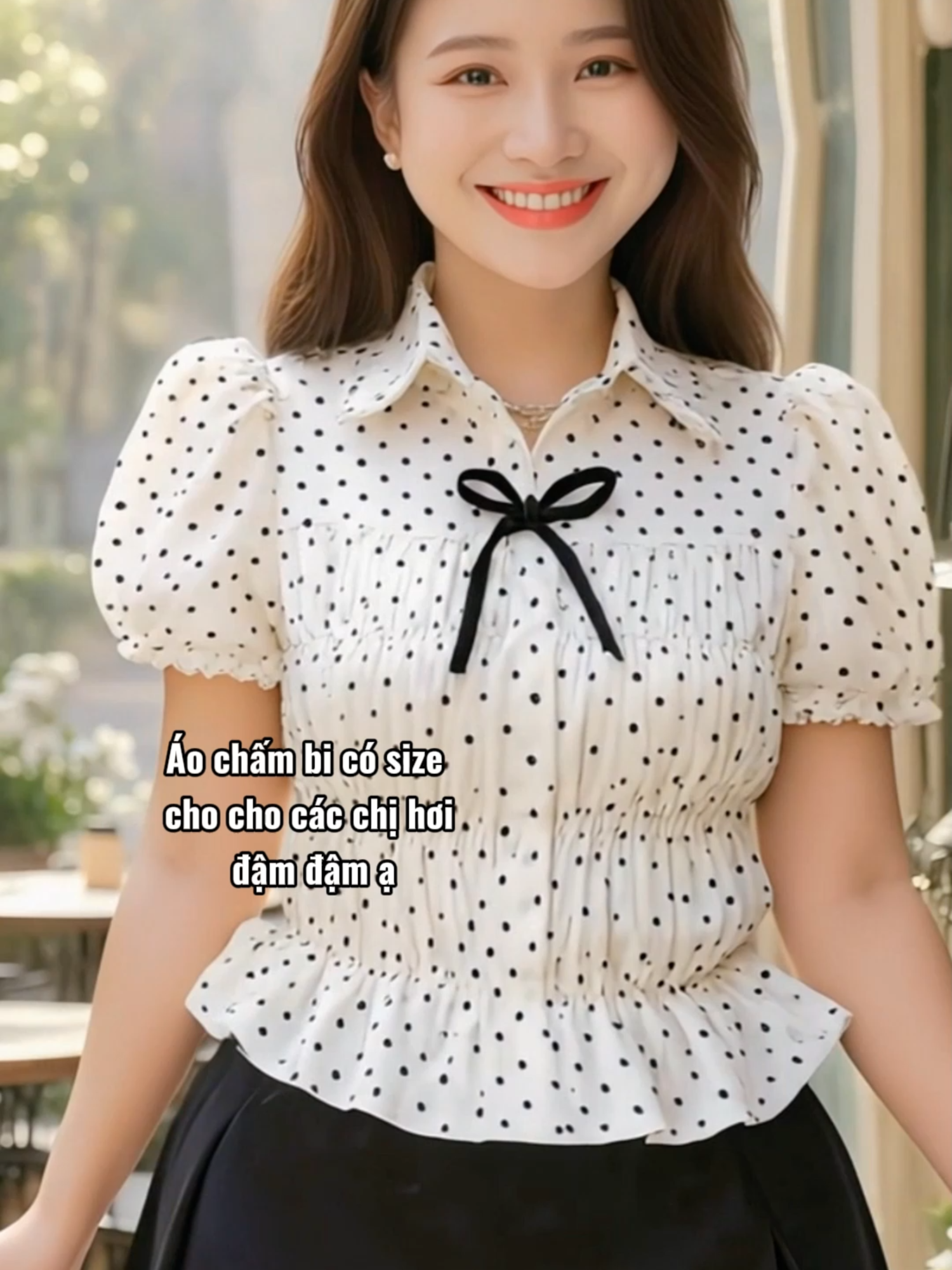 Áo chấm bi cho các chị vừa thích một chút điệu đà mà vẫn thanh lịch, sang trọng ạ #aosomi #aonu #fyp #fypシ゚viral