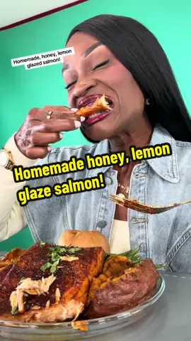 Homemade, honey, lemon glazed salmon! 