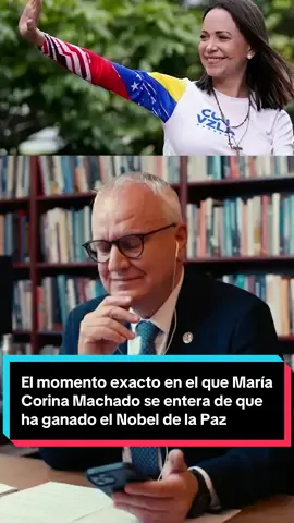 El momento exacto en el que María Corina Machado se entera de que ha ganado el Nobel de la Paz: 