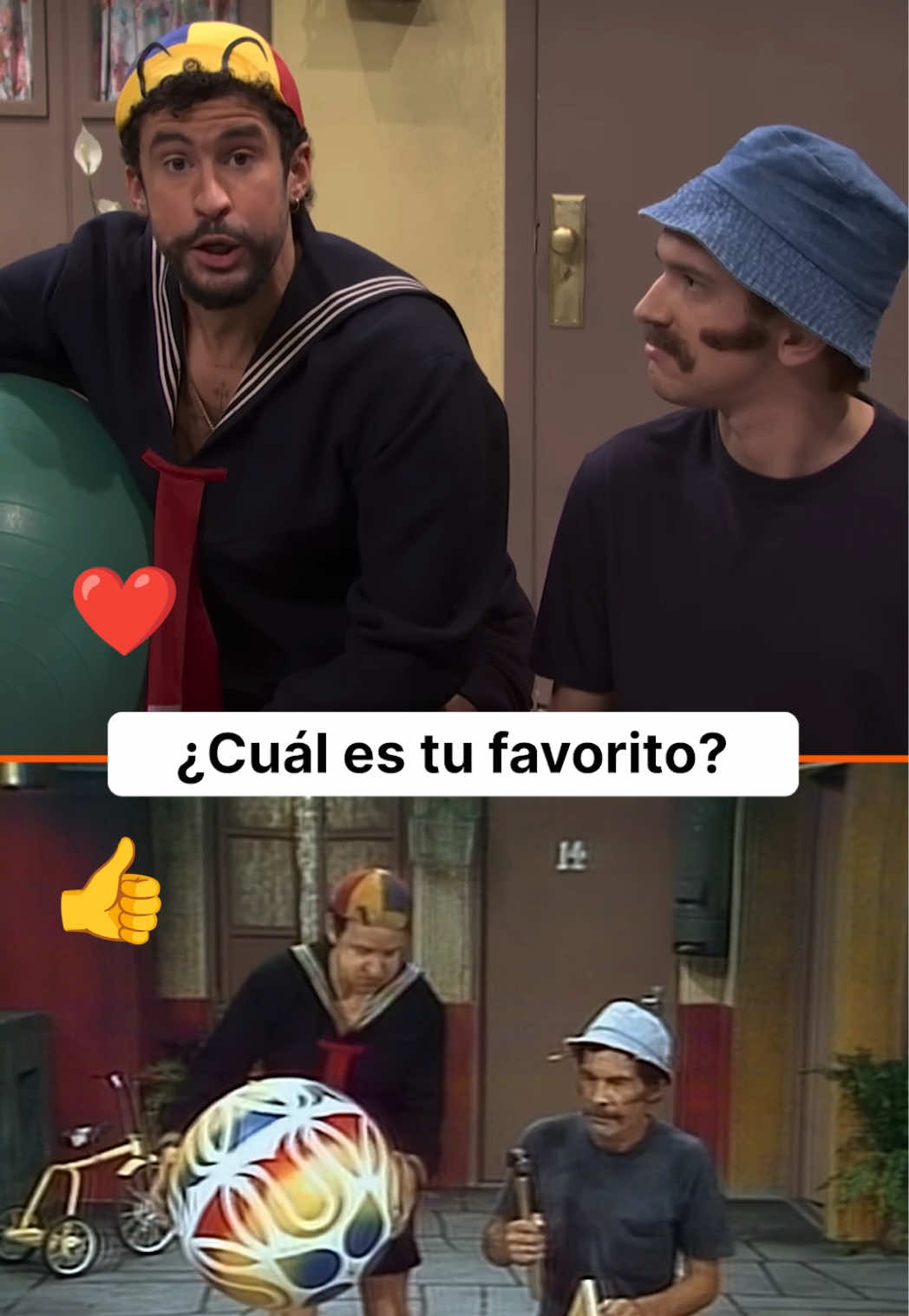 Para nosotros no hay comparacion. ¿Ustedes que piensan? 👍 para El Chavo  ❤️ para El 🐰 🎥Fragmentos tomados de la cuenta oficial de @nbcsnl. #elchavodel8 #badbunny #badbunnypr #elchavodelocho 