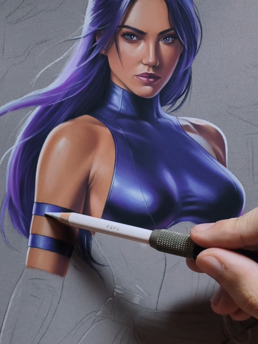 Psylocke 🦋 #psylocke #xmen #pastelpencil #marvel #marvelart