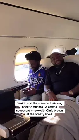 Davido and the crew on their way back to Atlanta Ga after a successful show with Chris brown at the breezy bowl 