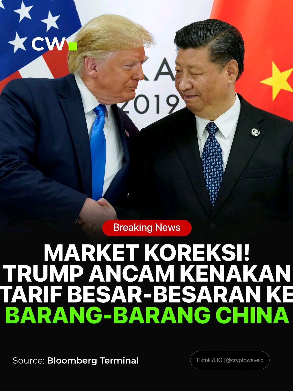 TRUMP ancam kenaikan tarif besar-besaran ke barang-barang china🚨 Market langsung koreksi setelah news keluar nih guys😭🤧 #donaldtrump #cryptowave #gabrielrey #cryptonews