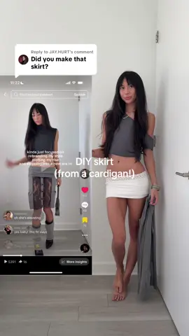 Replying to @JAY.HURT DIY skirt from a cardigan! super easy I love this DIY #diyfashion #fashionhacks #easydiy #stylehacks 