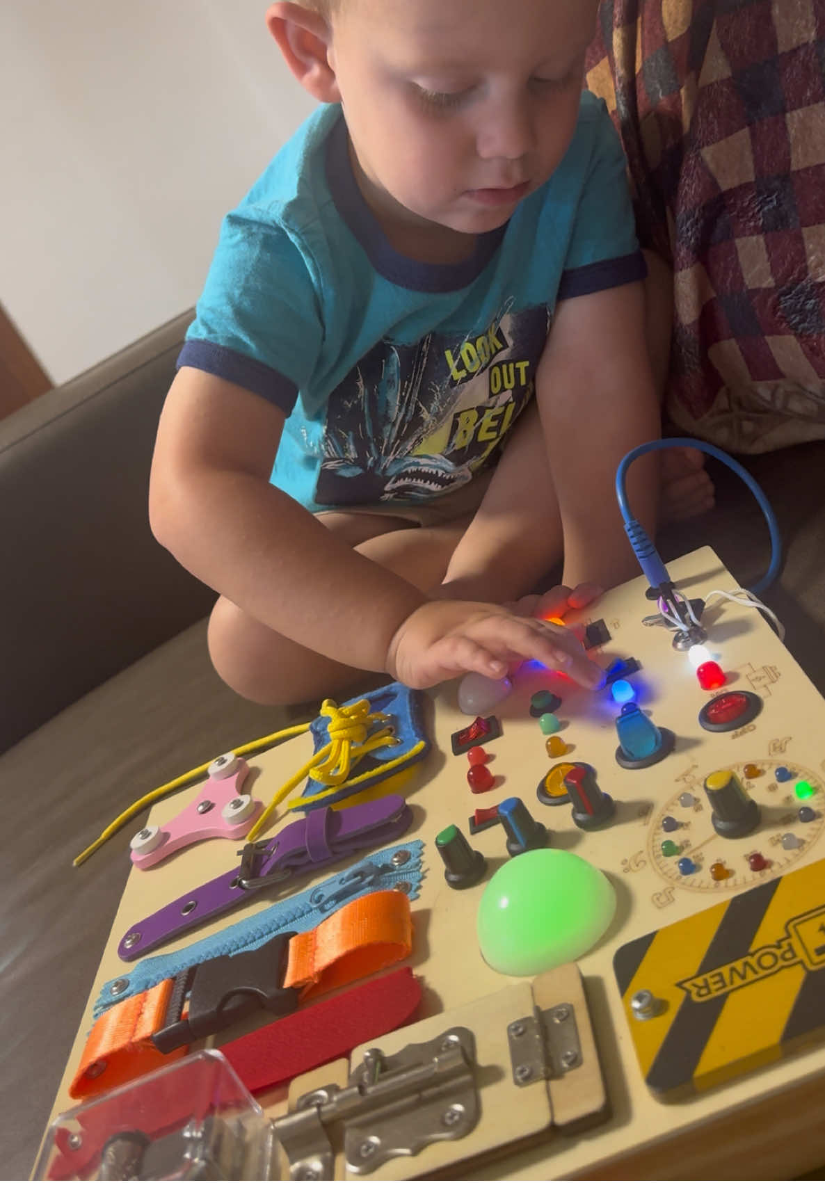 We decided to reduce our sunscreen time so we got him this Montessori busy board. Where he learns fine motor skills, causing effect, problem-solving, color, coordination, and how to have fun without a screen don’t miss out on the sale. I’ve never seen them this cheap get yours while it’s still this low! #montessori #montessorimom #montessoritoddler #tiktokshopfallsale #toddlertoys 