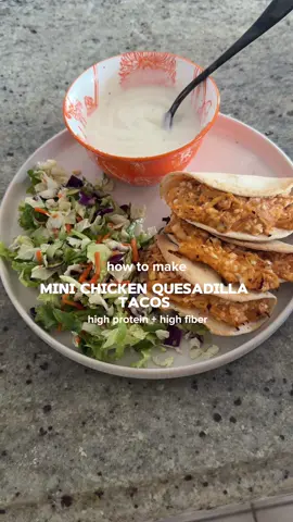 one of the healthy high protein, high fiber recipes that are constantly on my lunch/dinner rotation! Recipe below:  1/2 cup cottage cheese 4 oz shredded chicken Hot sauce (I use @franksredhot ) 4 mission zero carb street taco tortillas  Cooking spray  Air fry at 400 for 15 minutes #healthyrecipes #highproteinrecipes #highfiberrecipe 